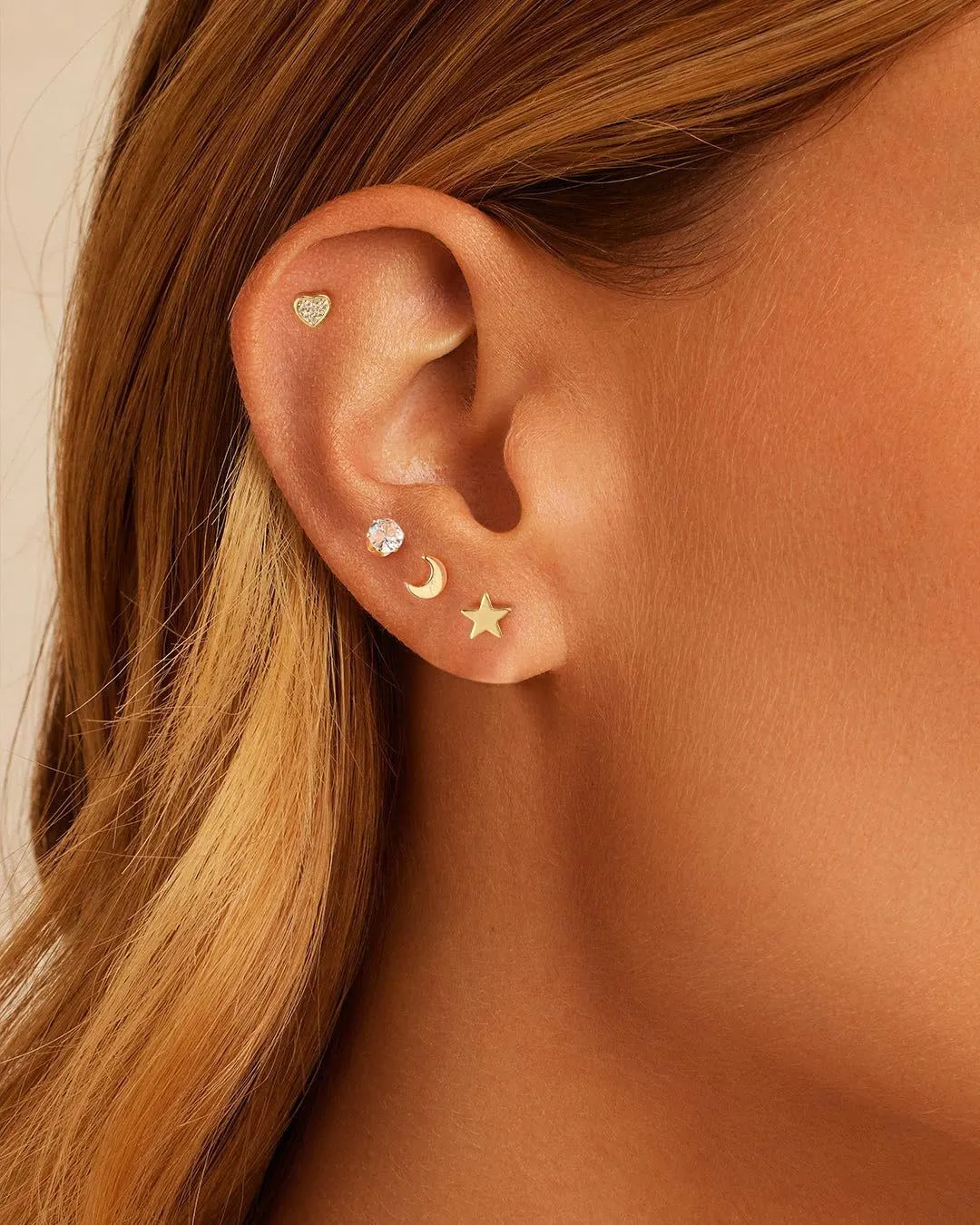 Gold Earrings for Women 14K Real Gold Plated Studs Hoop Earrings Set Hypoallergenic Earrings for Sensitive Ears Trendy Small Cubic Zirconia Stud Huggie Earrings for Multiple Piercing Jewelry Gift