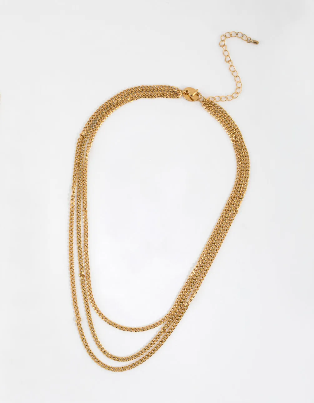 Gold Plated Surgical Steel Layered Curb Necklace