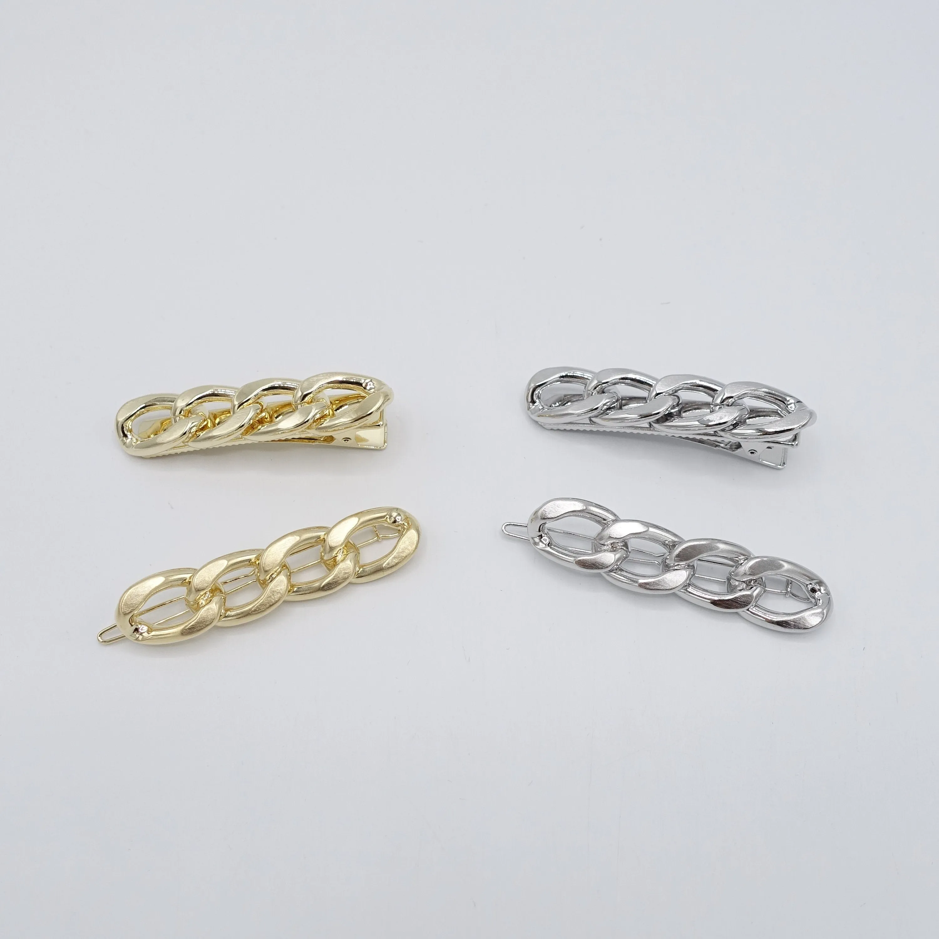 gold silver chain hair clip