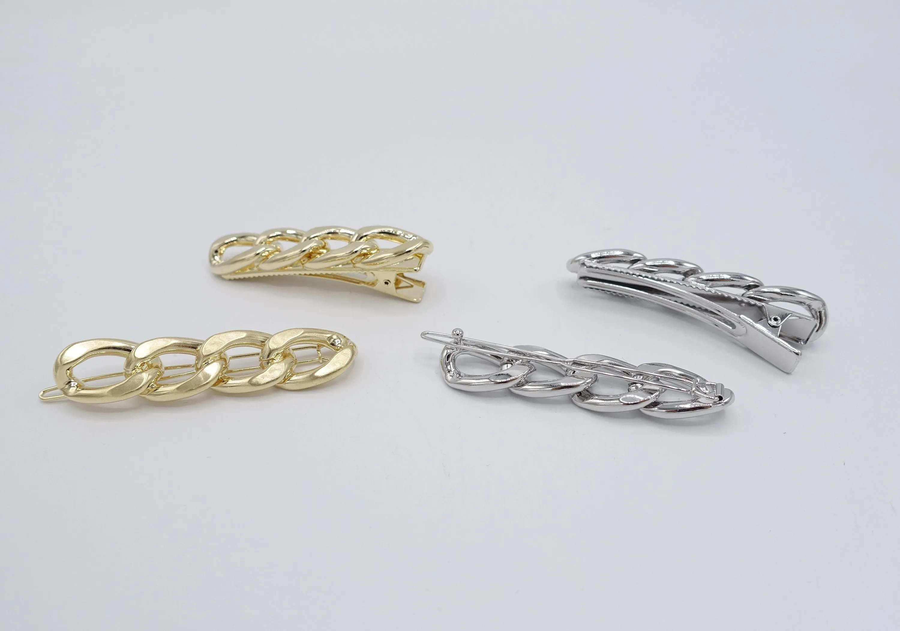 gold silver chain hair clip