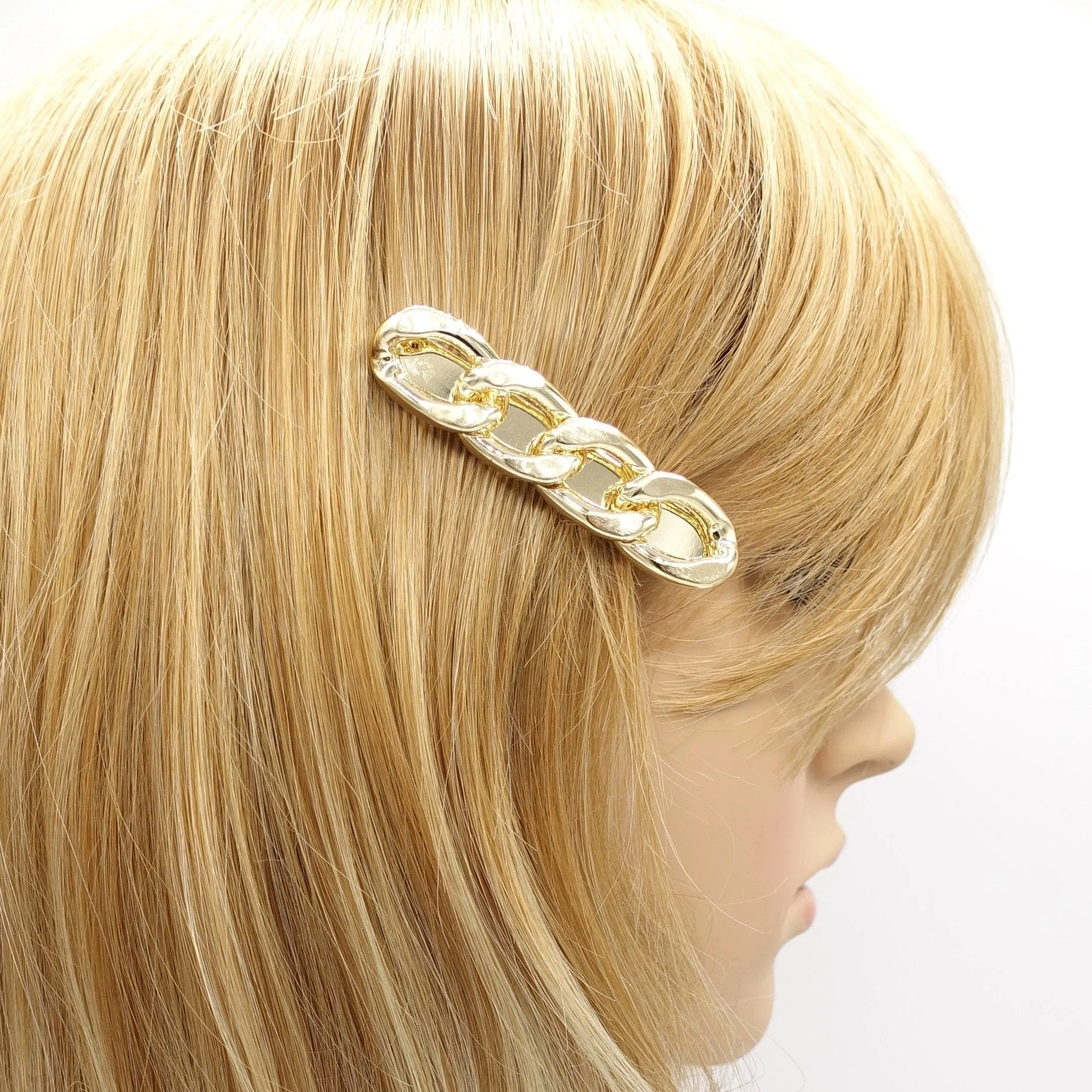 gold silver chain hair clip