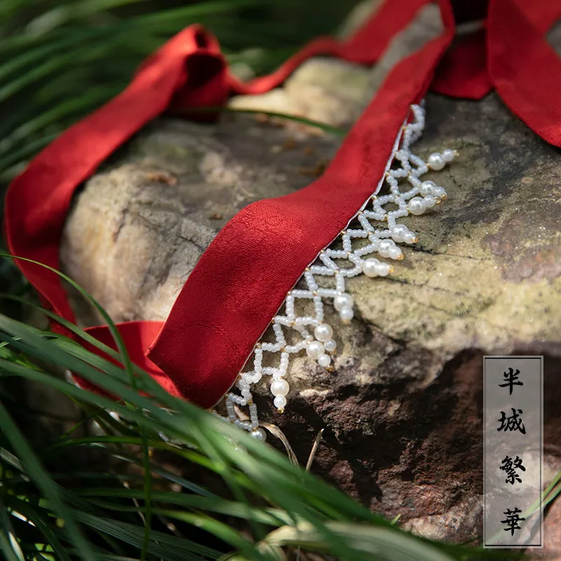 Gong Qiang 宫墙 Palace Wall Song Ming Pearl Ribbon Hair Accessory