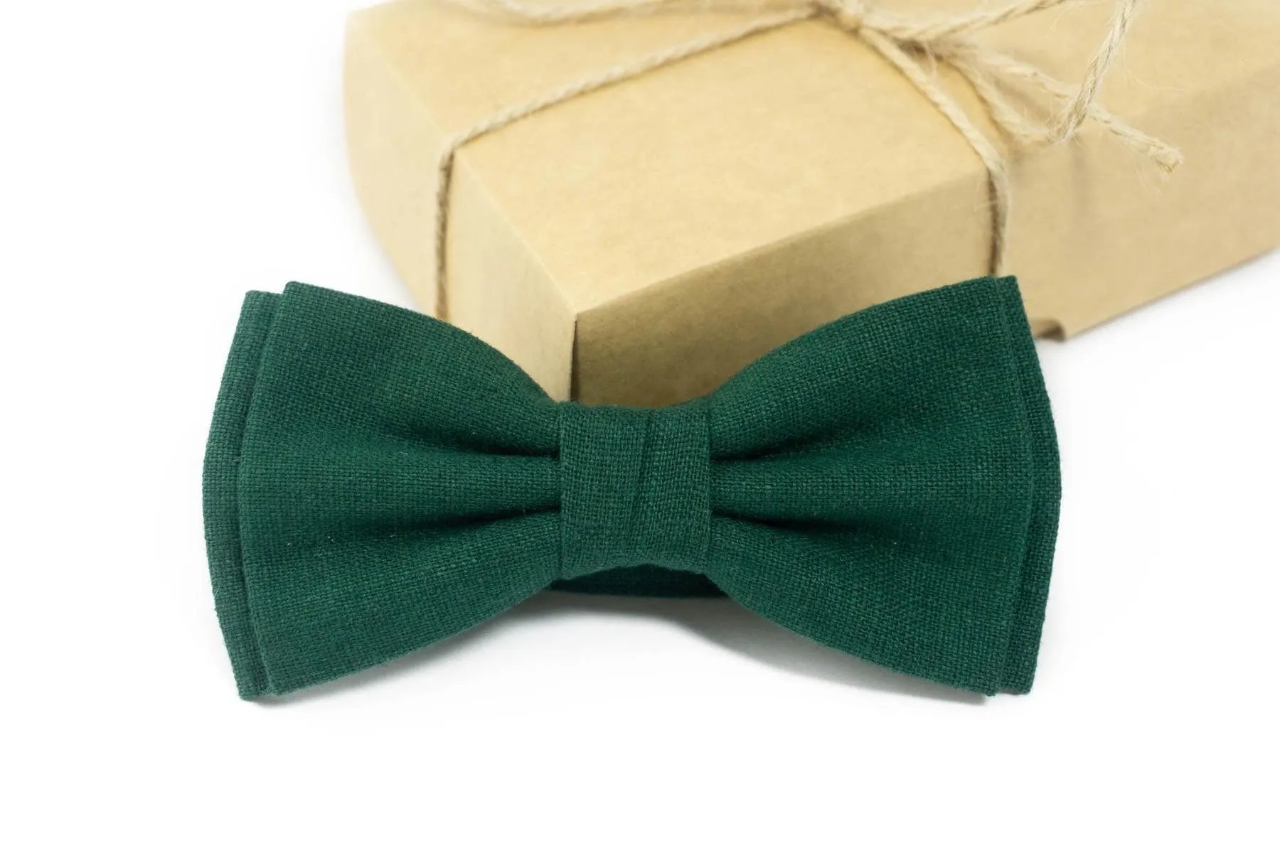 Green bow tie | green linen bow tie