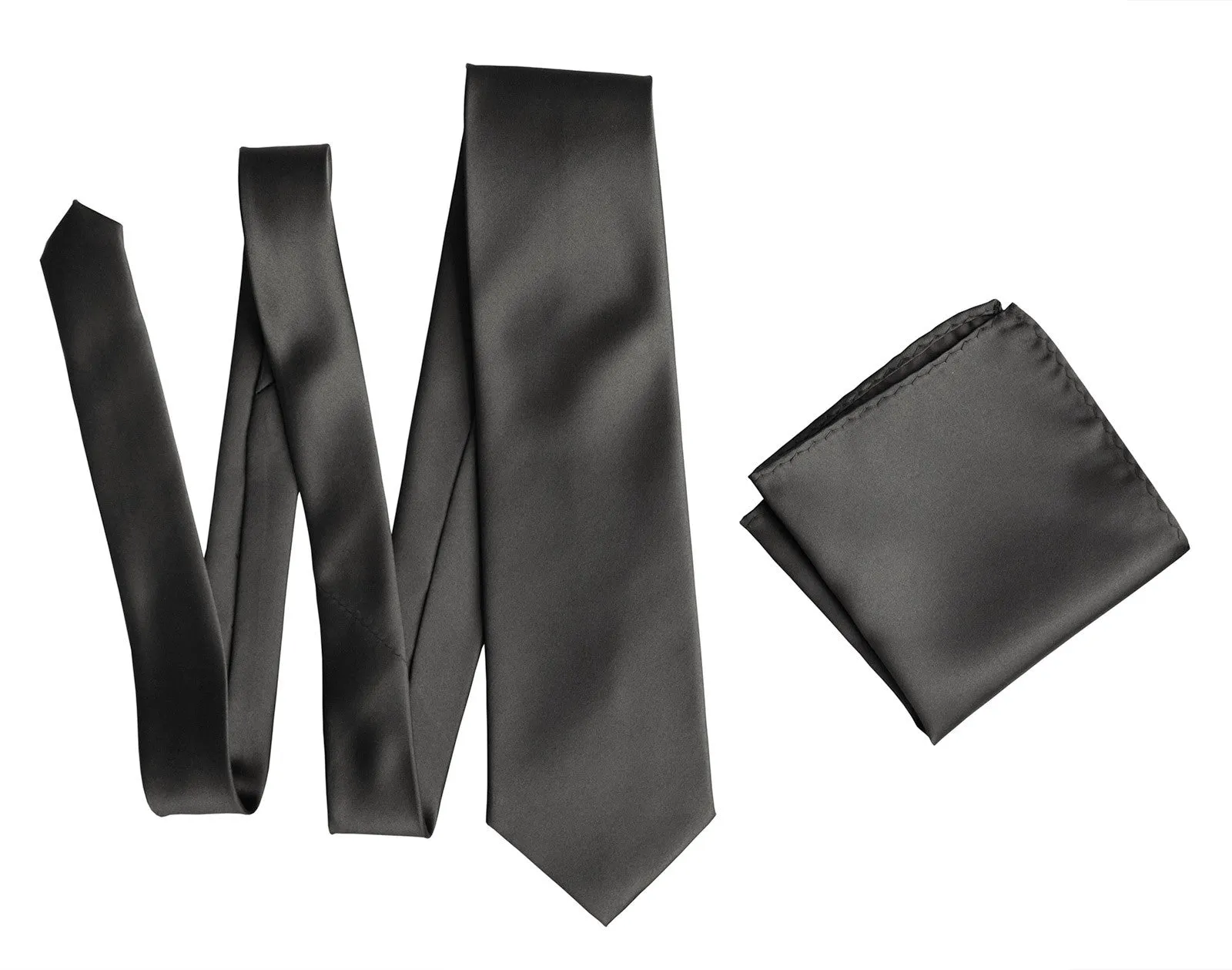 Gunmetal Necktie. Solid Color Dark Grey Satin Finish Tie, No Print