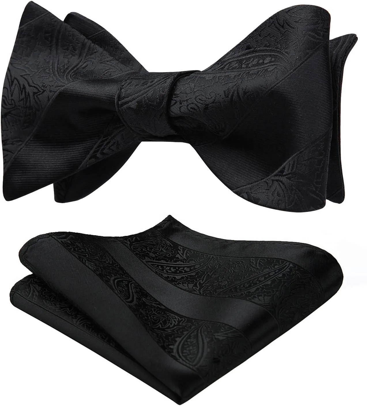 HISDERN Bow Ties for Men Paisley Bowties Mens Self Tie Bow Tie and Pocket Square Set Formal Tuxedo Wedding Bowtie