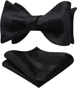 HISDERN Bow Ties for Men Paisley Bowties Mens Self Tie Bow Tie and Pocket Square Set Formal Tuxedo Wedding Bowtie