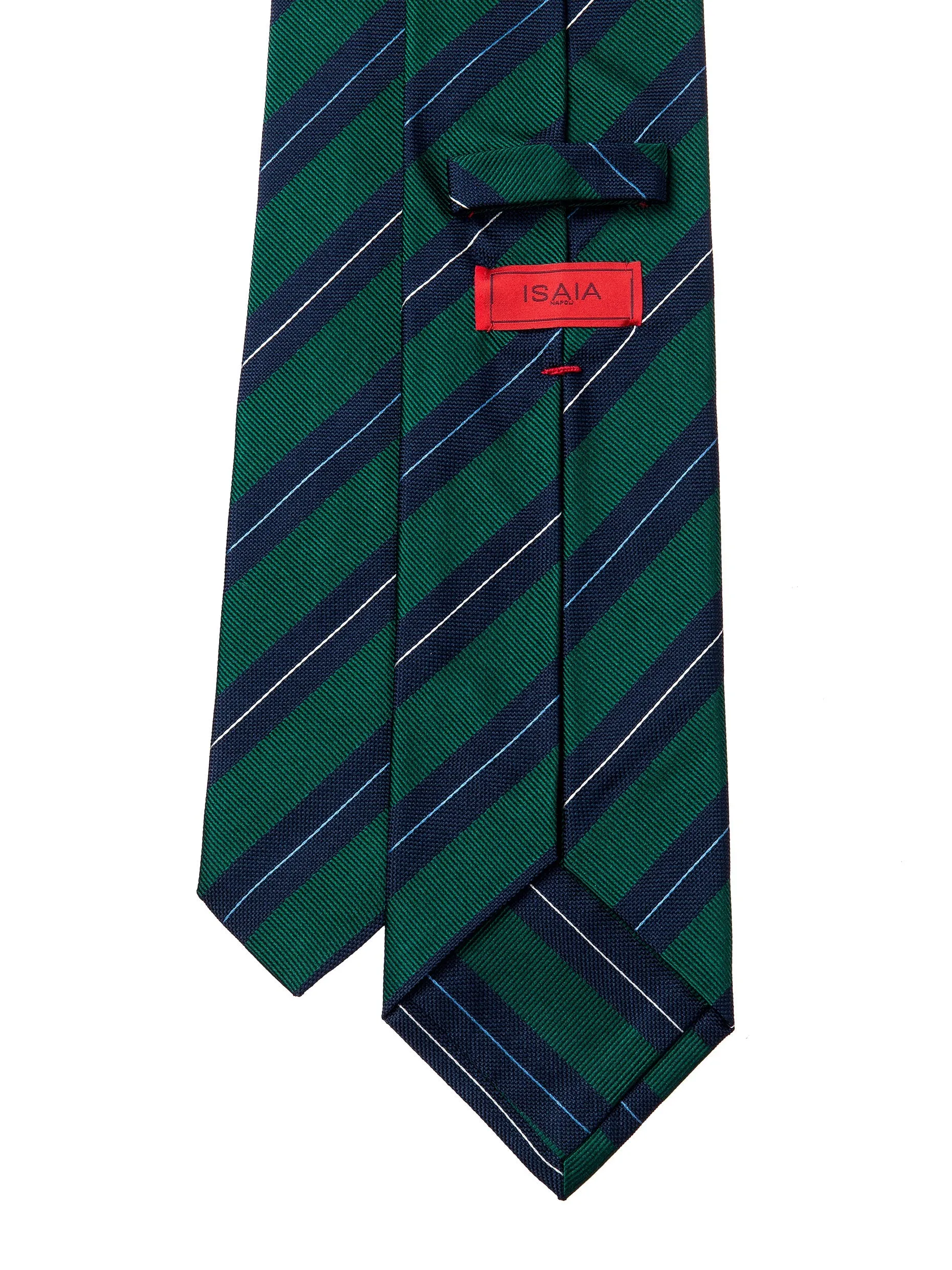 ISAIA Green With Navy Blue Striped Tie
