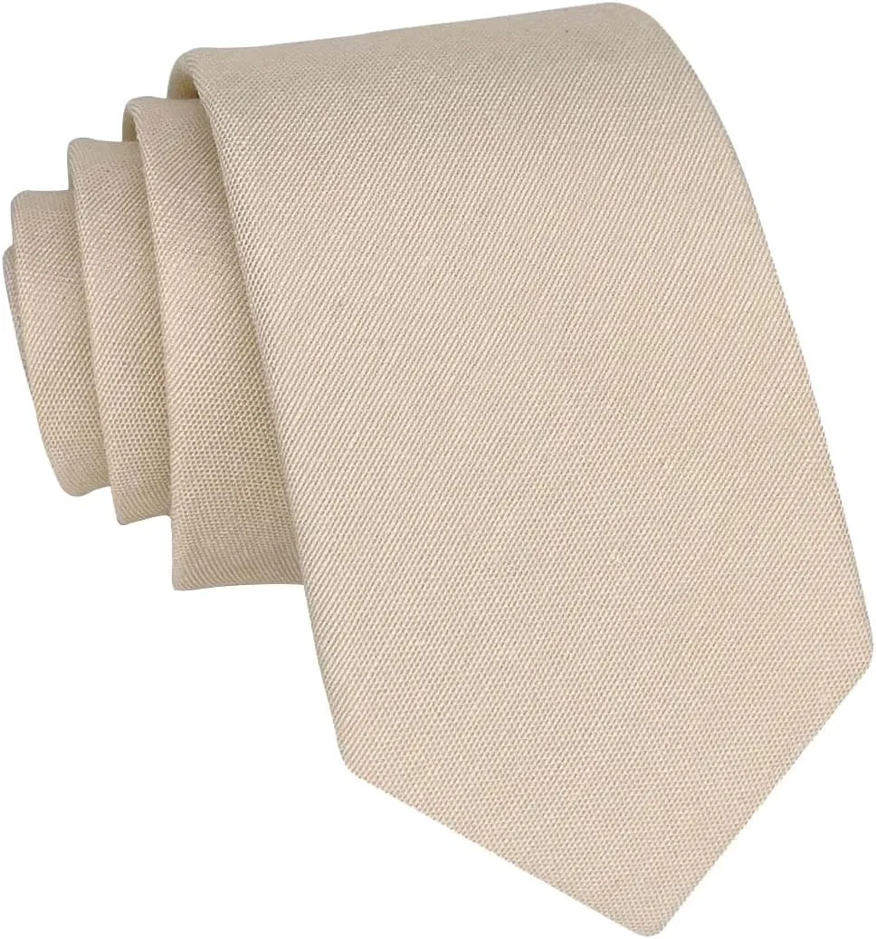 Kebocis Mens Solid Color Necktie Cotton Neck Tie for Men