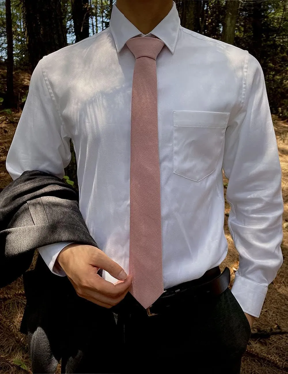 Kebocis Mens Solid Color Necktie Cotton Neck Tie for Men
