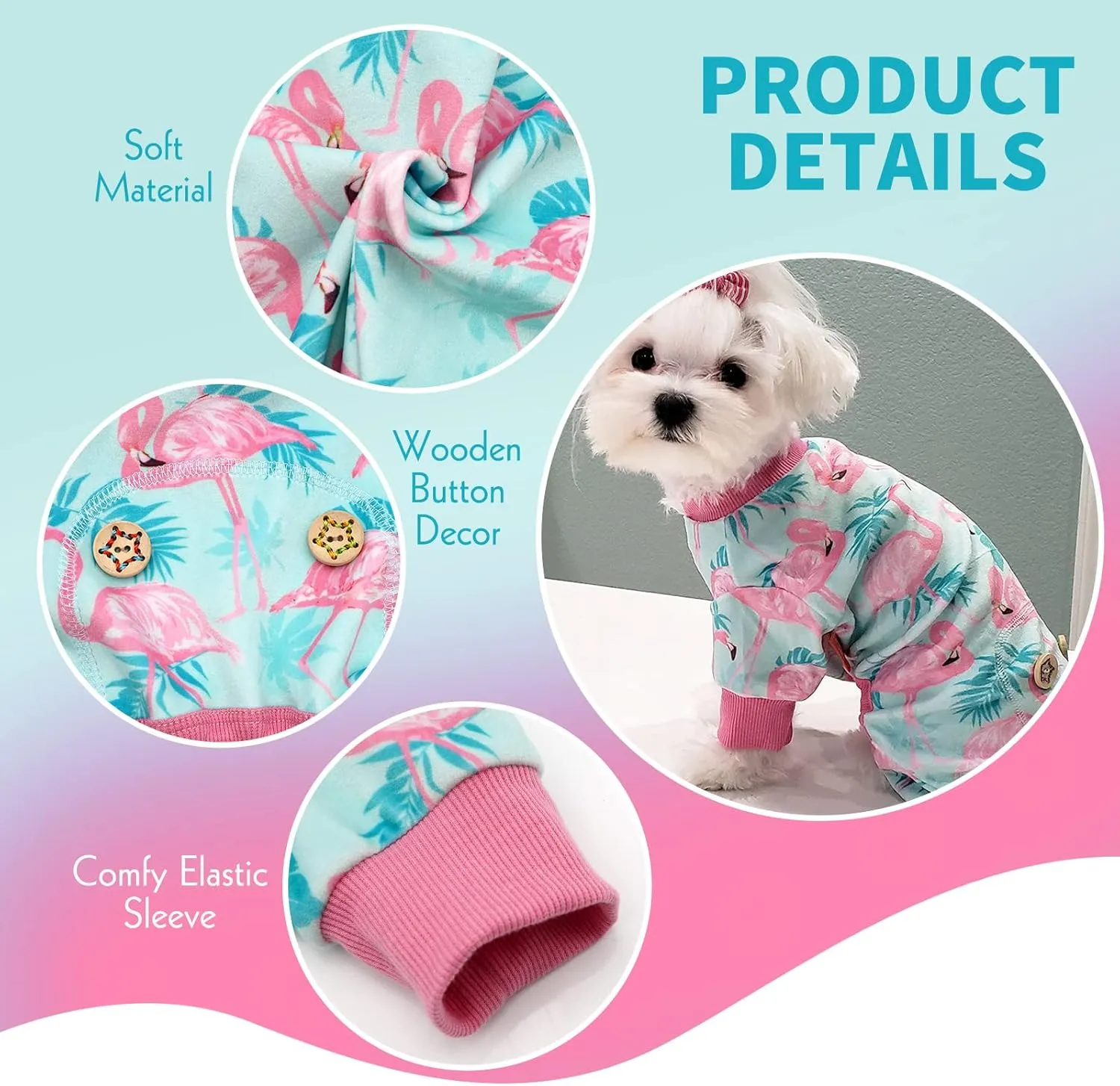 KYEESE Dog Pajamas Velvet Dog Pajamas Small Sized Dogs Soft Dogs Clothes Pjs with Flamingo Pattern Stretchy Pet Jammies Coat Comfy Pet Onesie Costume, X-Large