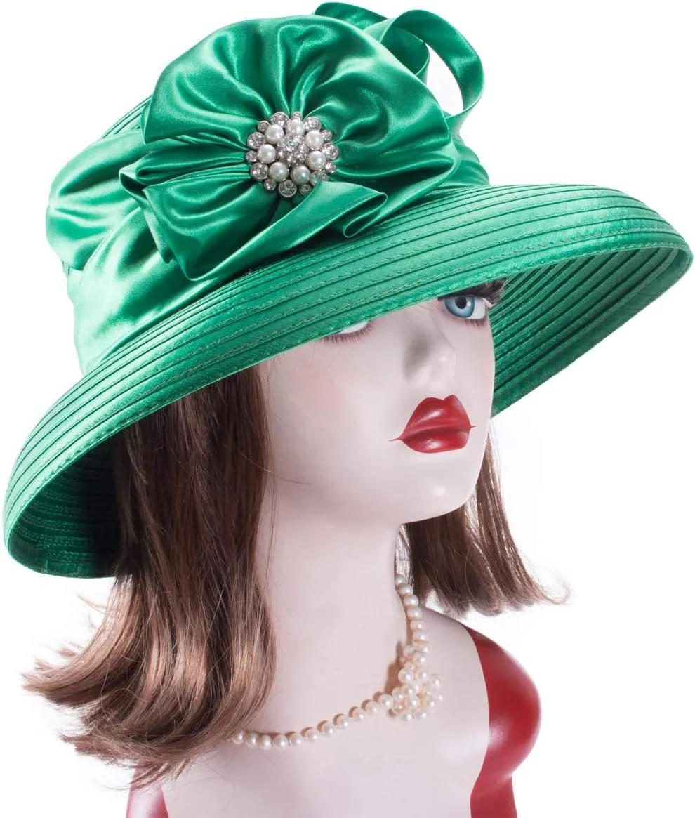 Lawliet Women Satin Ribbon Dressy Church Couture Bridal Wedding Occasion Sun Hats A585