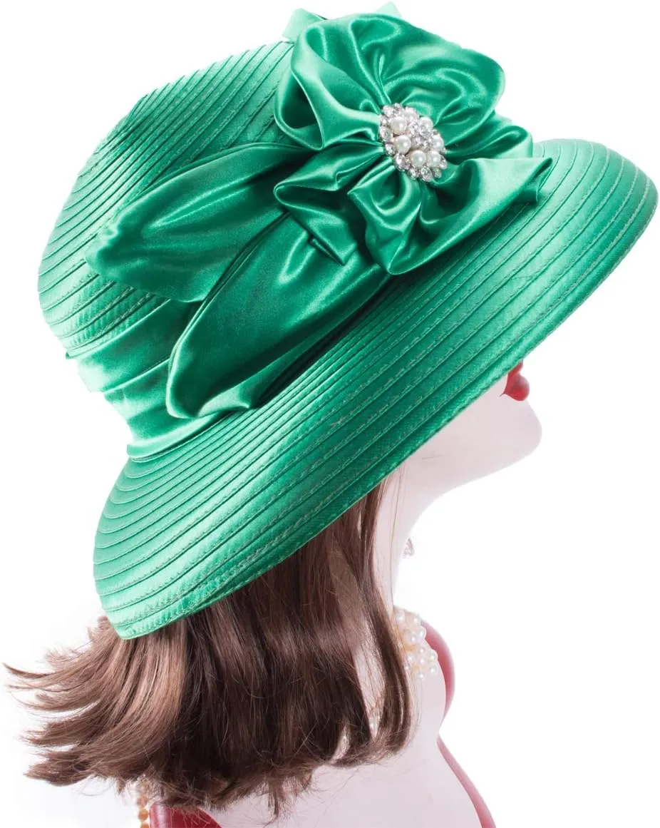 Lawliet Women Satin Ribbon Dressy Church Couture Bridal Wedding Occasion Sun Hats A585