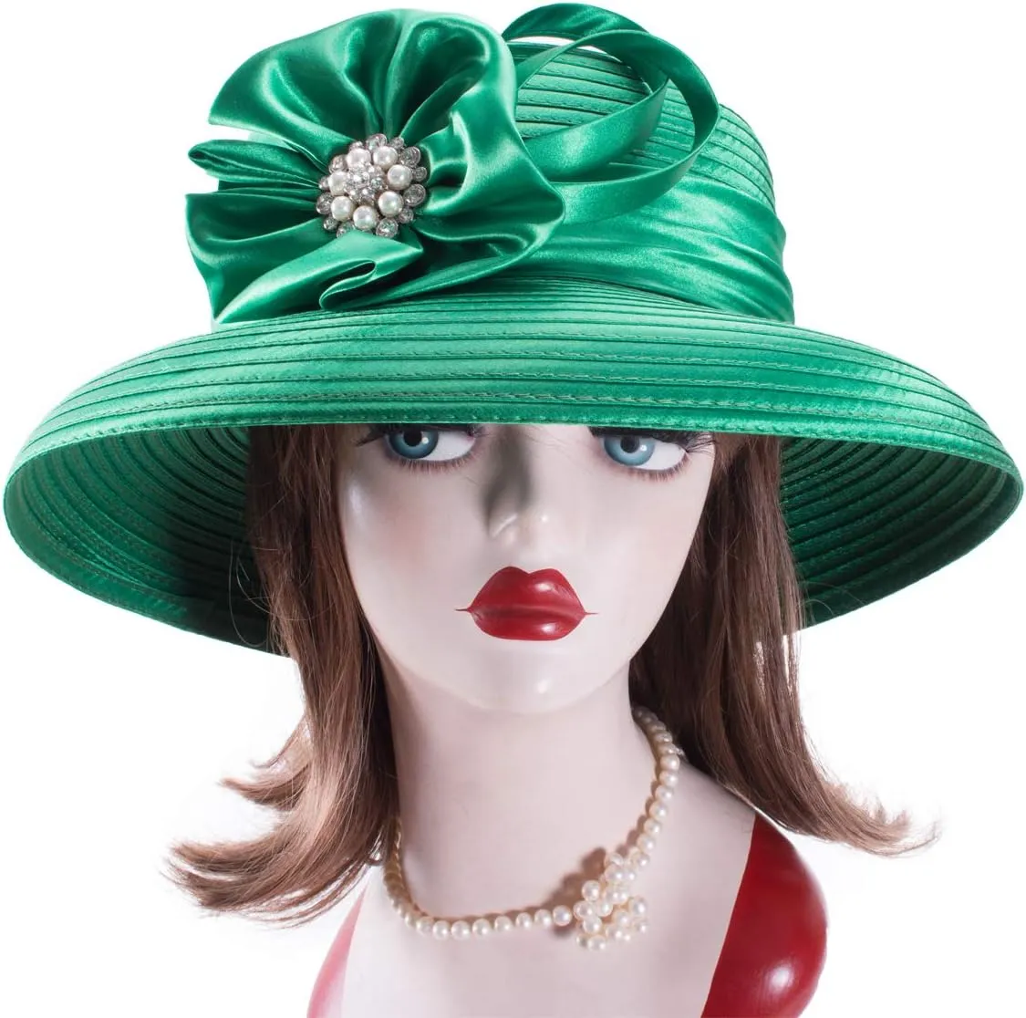Lawliet Women Satin Ribbon Dressy Church Couture Bridal Wedding Occasion Sun Hats A585