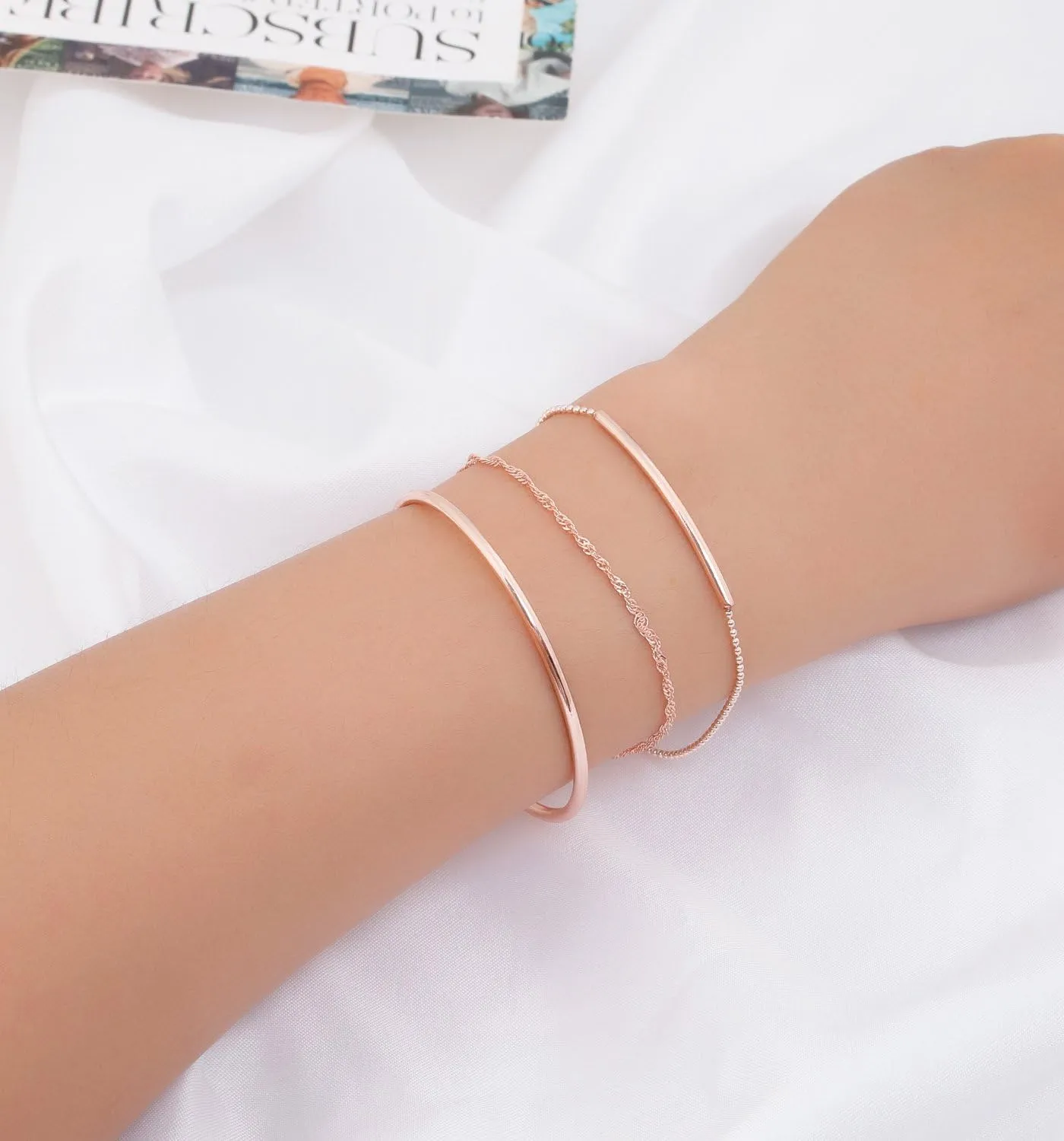 Layered Bracelet Set Assorted Beaded Bracelet Multiple Stackable Wrap Bangle Jewelry Adjustable