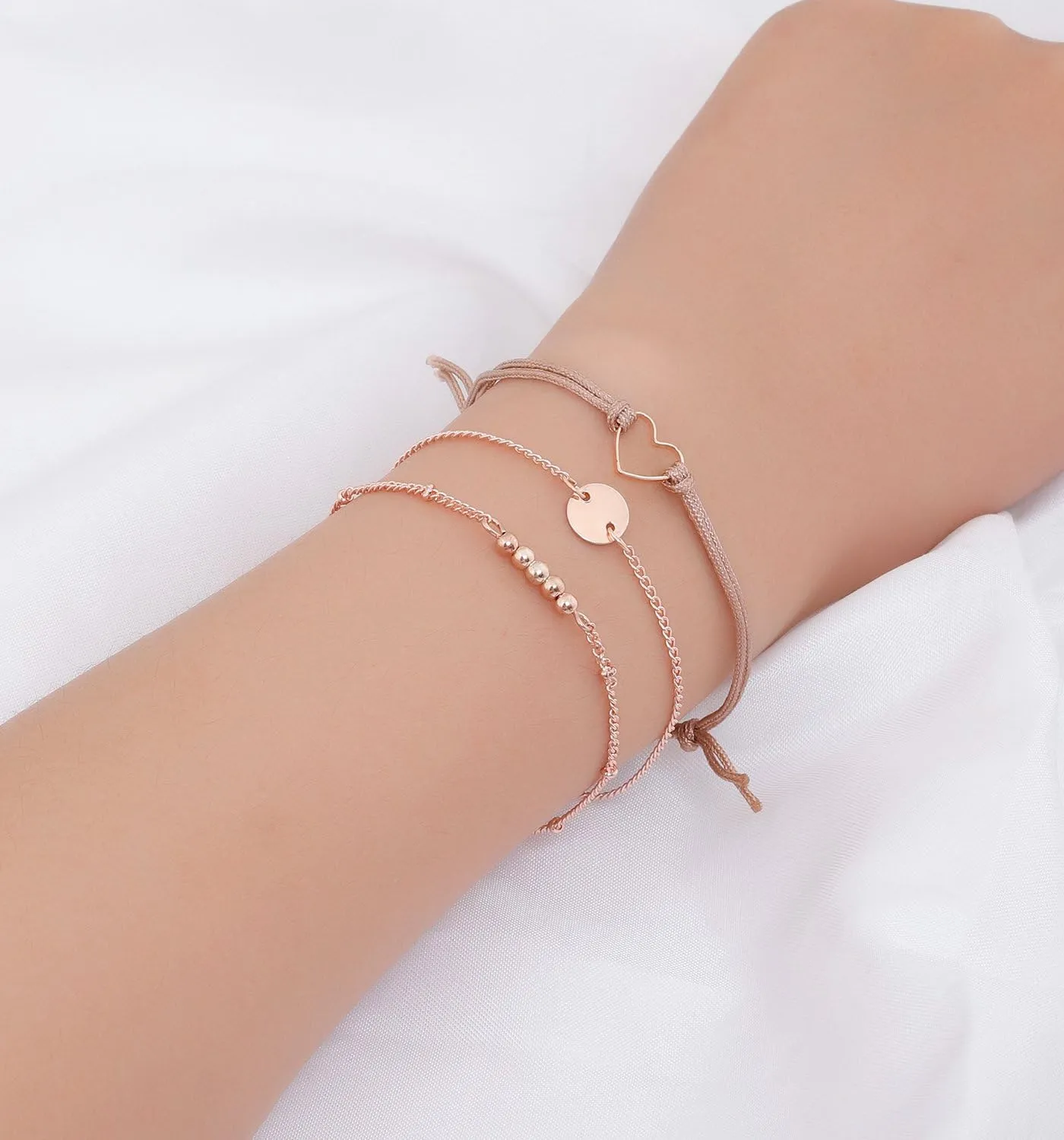 Layered Bracelet Set Assorted Beaded Bracelet Multiple Stackable Wrap Bangle Jewelry Adjustable