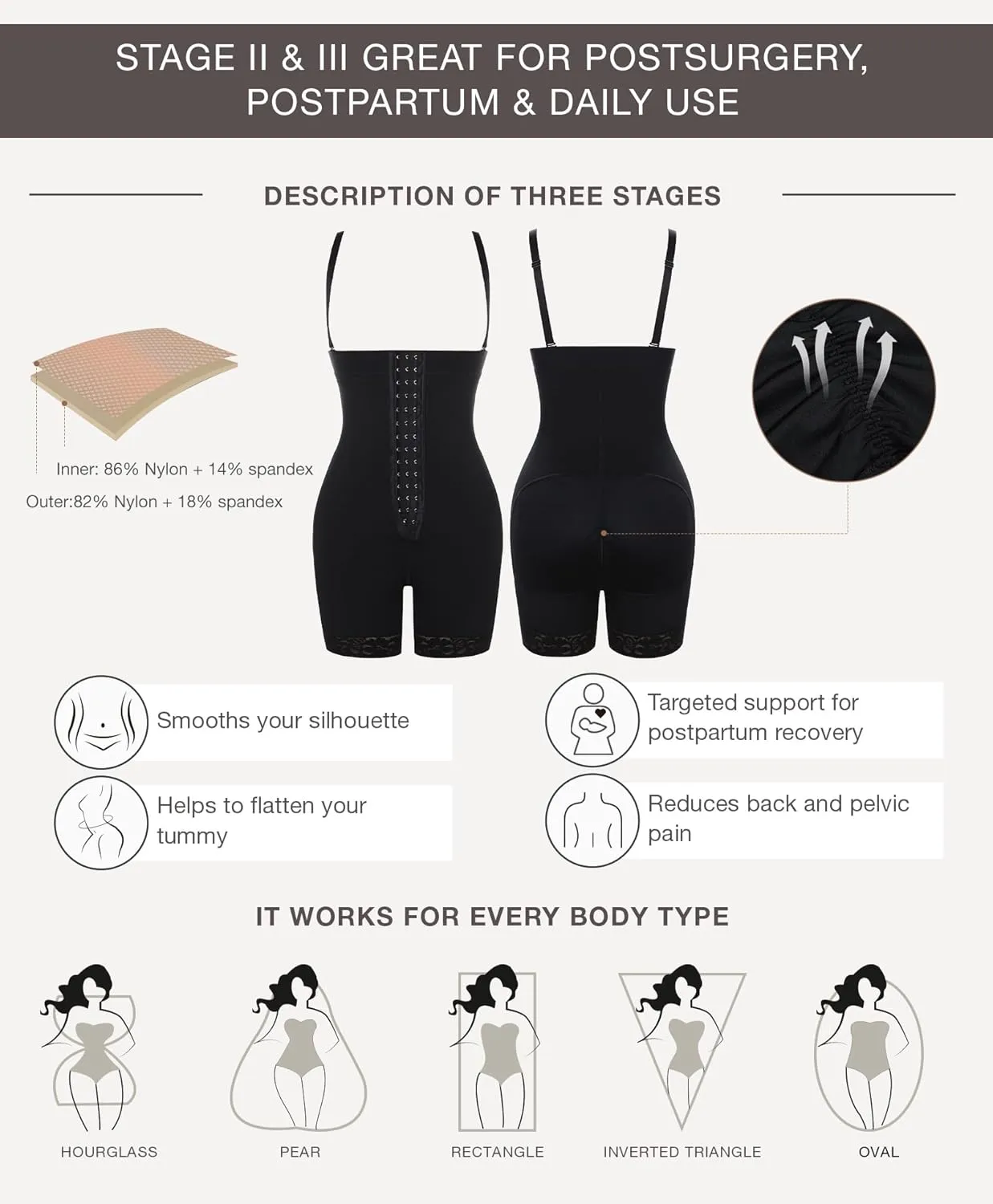 Lover-Beauty Fajas Colombianas Shapewear for Women Tummy Control Postpartum Body Shaper Butt Lifter Bodysuit
