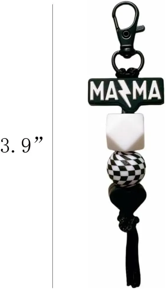 Mama Keychain Checkered Black Mom Key Ring for Car Keys Purse Backpack Mom Birthday Gifts Mothers Day Gift