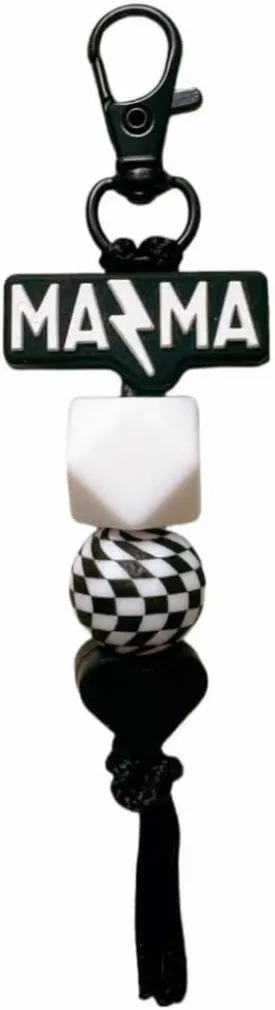 Mama Keychain Checkered Black Mom Key Ring for Car Keys Purse Backpack Mom Birthday Gifts Mothers Day Gift