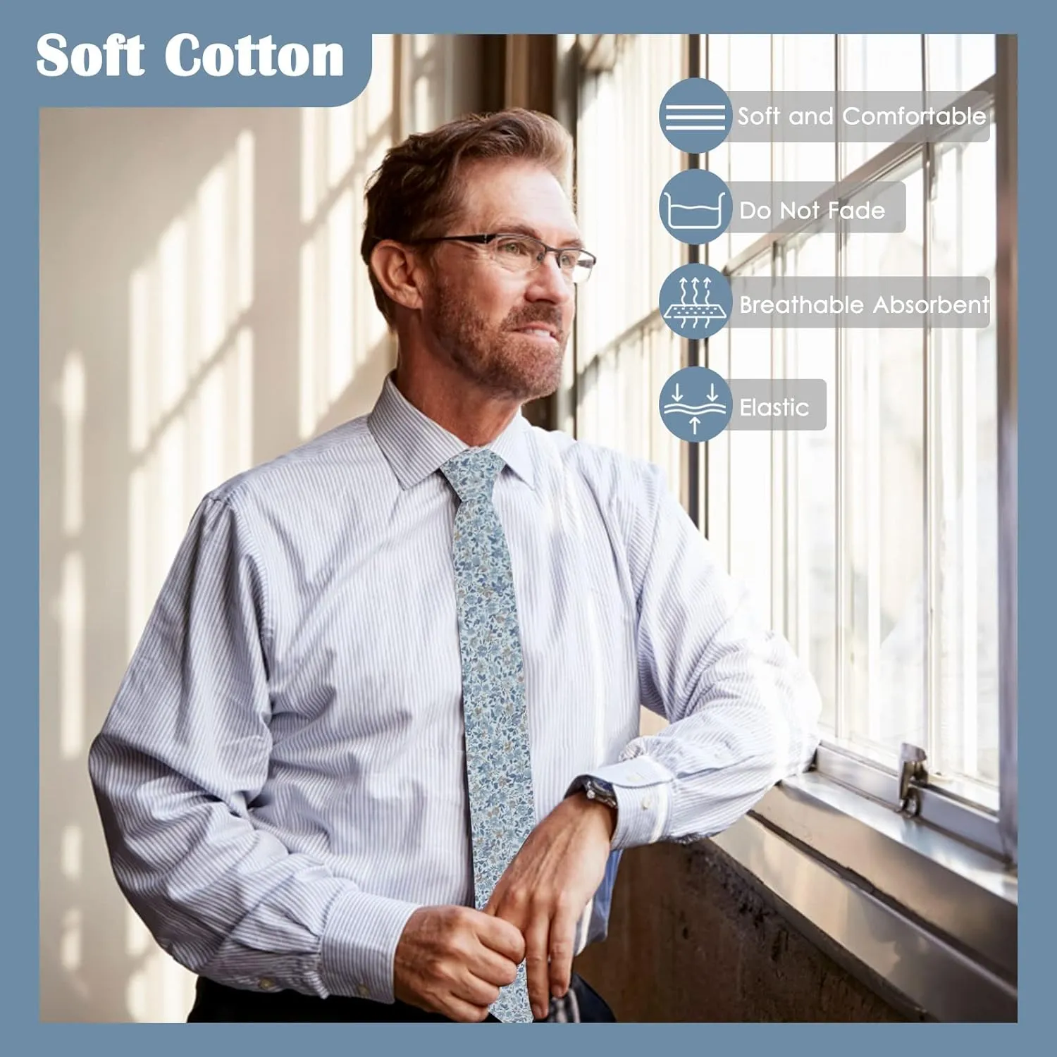 Mantieqingway Men Skinny Tie Cotton Floral Necktie for Wedding Groomsmen Tie