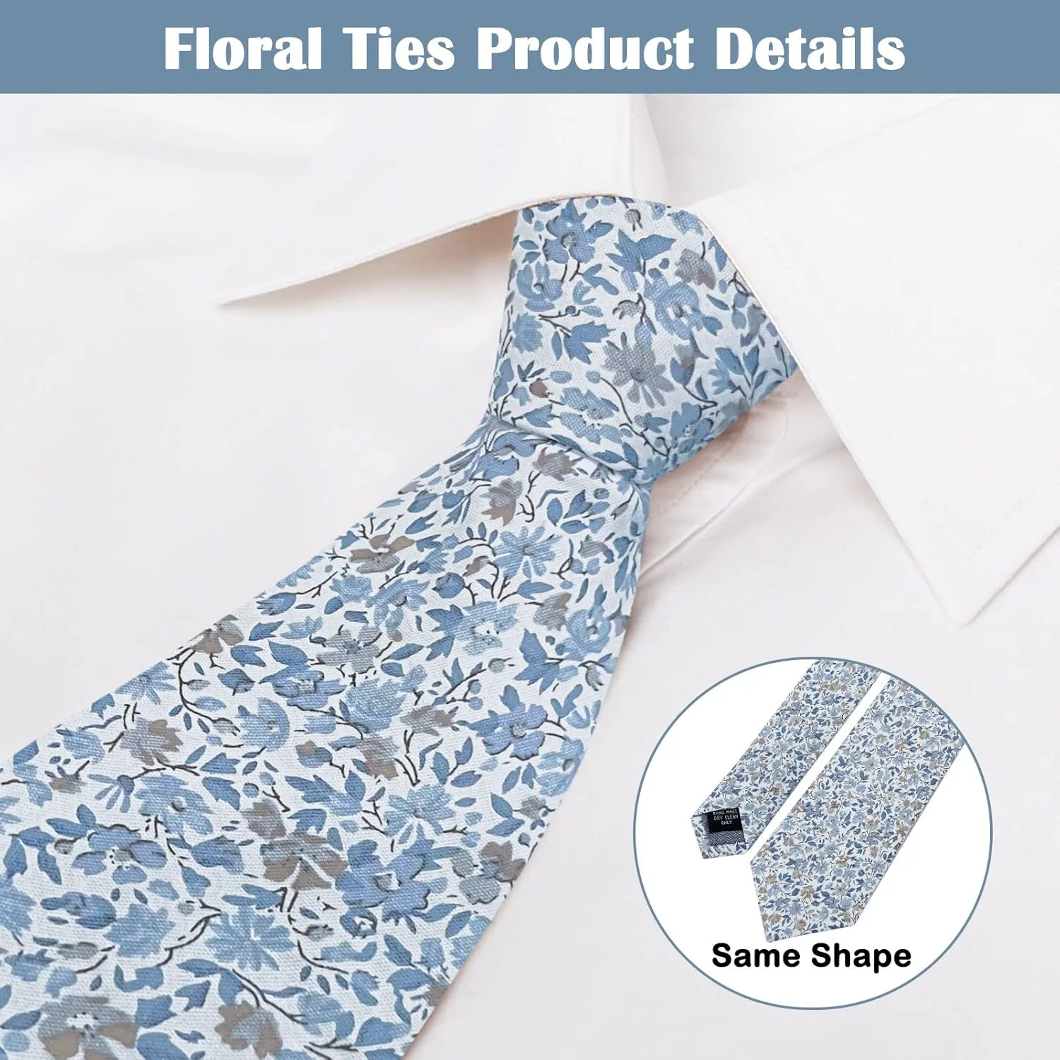 Mantieqingway Men Skinny Tie Cotton Floral Necktie for Wedding Groomsmen Tie