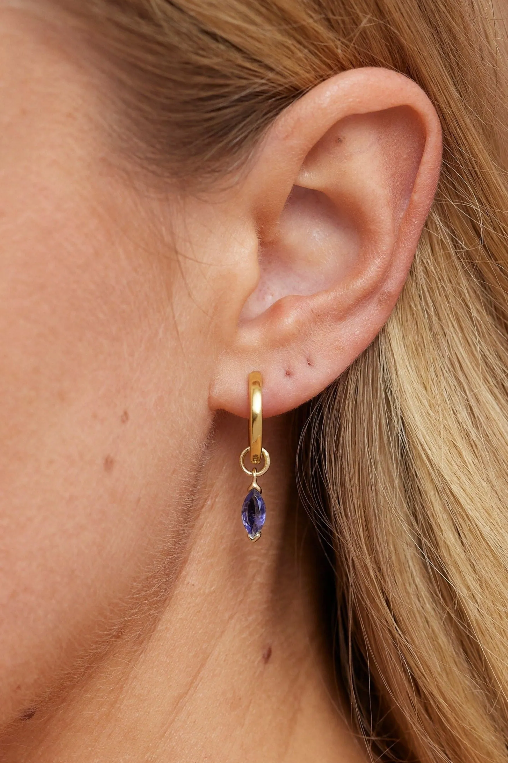 Marquise Iolite Gold Charm