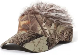 Mens Visor with Hair Fake Hat with Hair for Men Funny Golf Hats Wig Hat Spiked Adjustable Baseball Cap