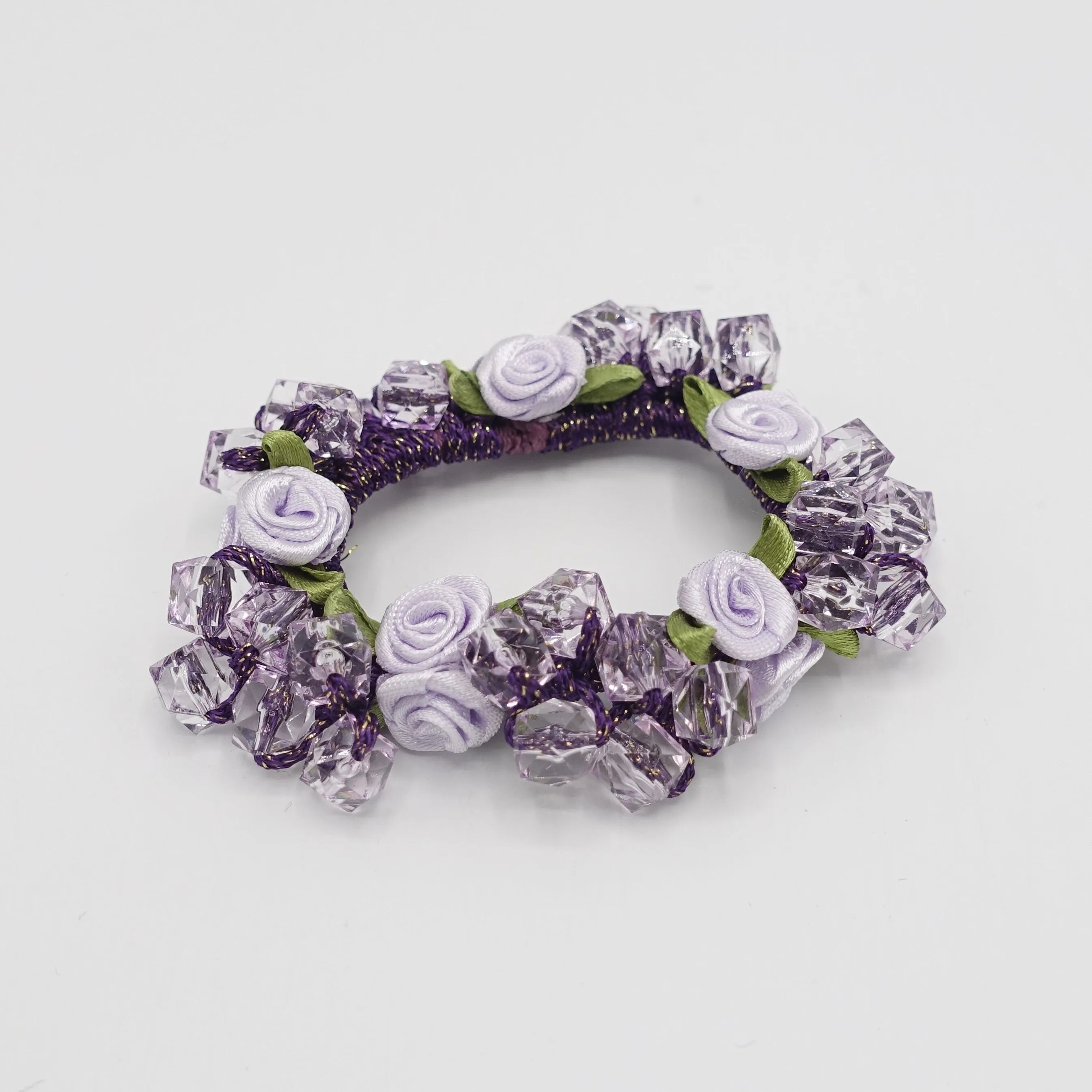 mini rose acrylic beaded scrunchies hair elastic scrunchie women hair tie accessory