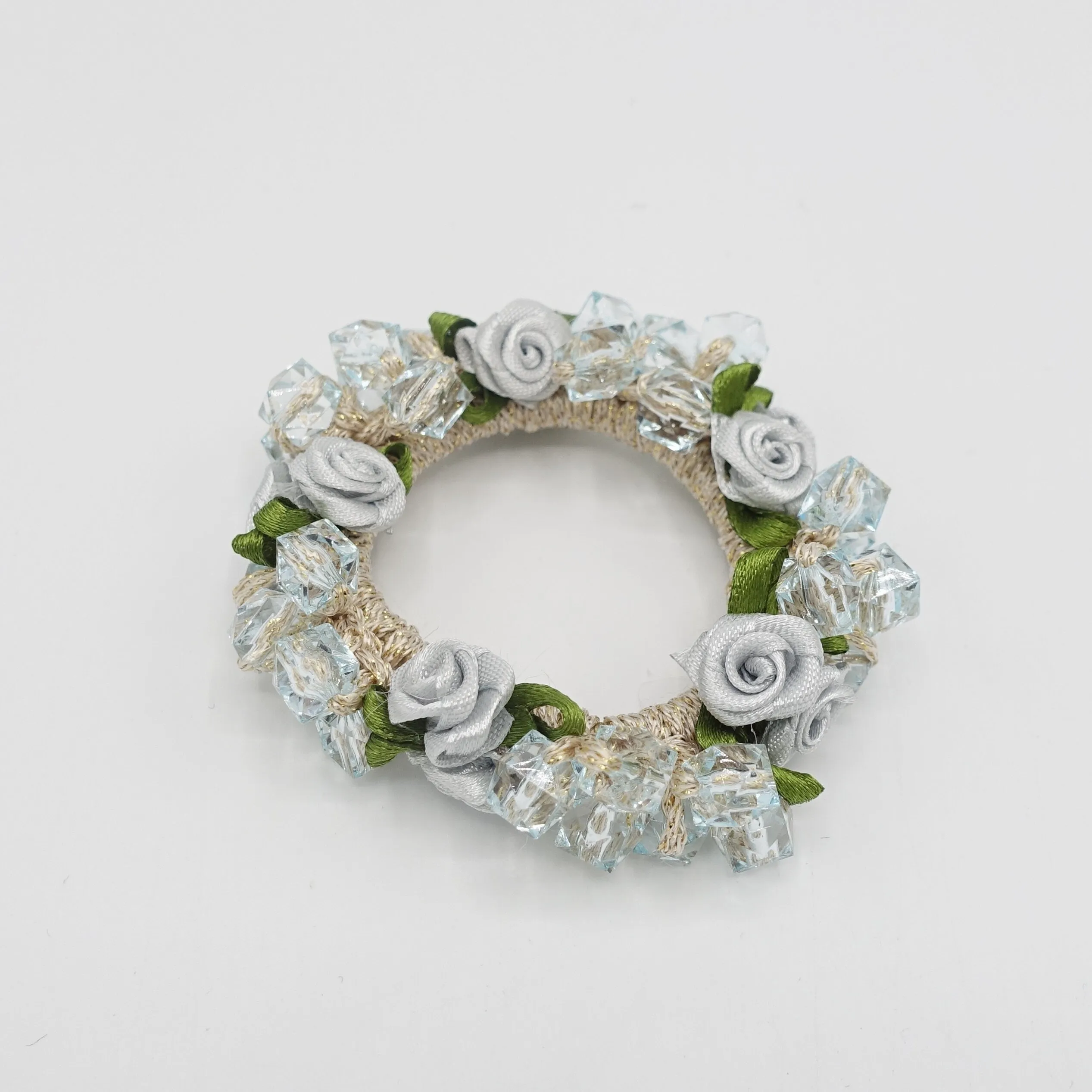 mini rose acrylic beaded scrunchies hair elastic scrunchie women hair tie accessory