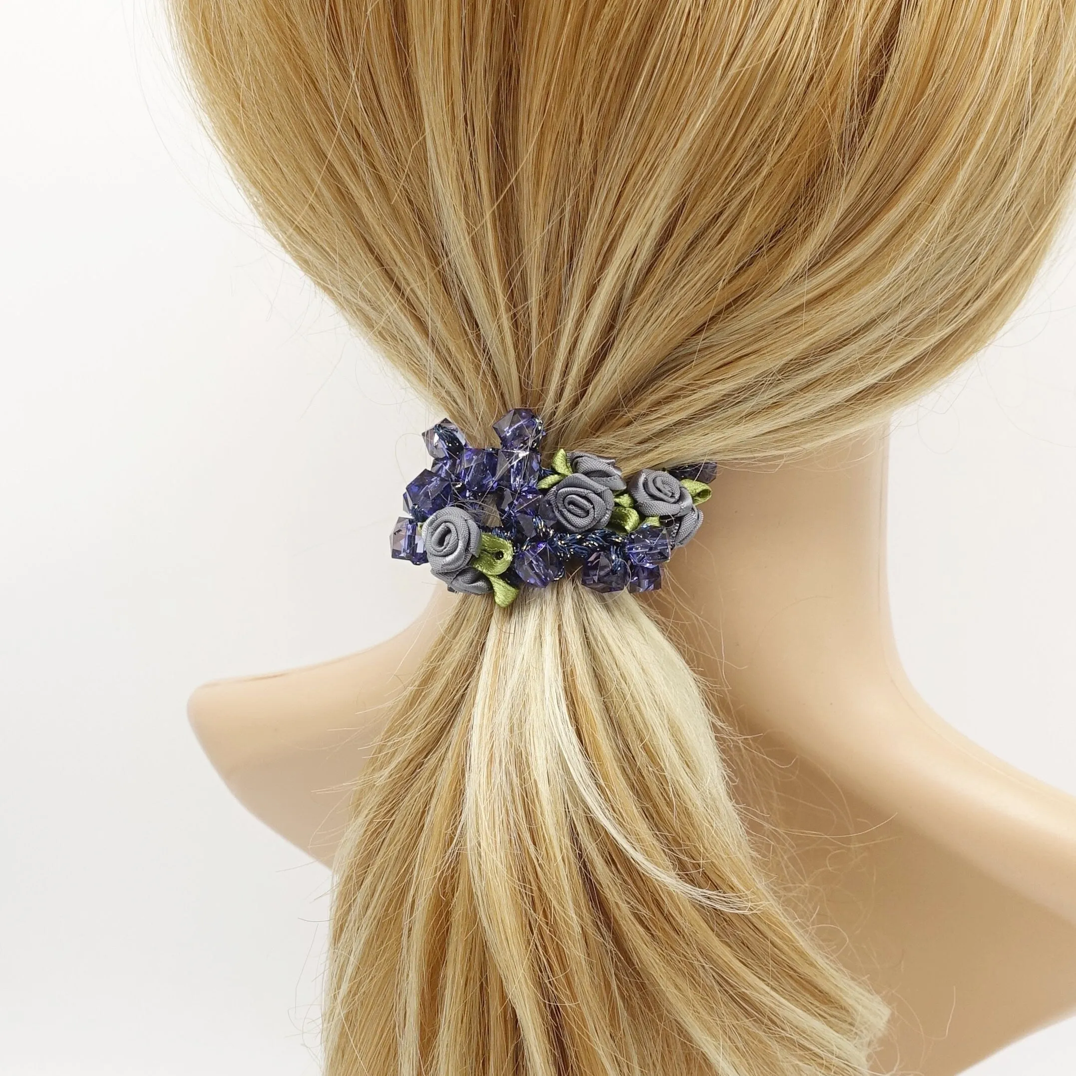 mini rose acrylic beaded scrunchies hair elastic scrunchie women hair tie accessory