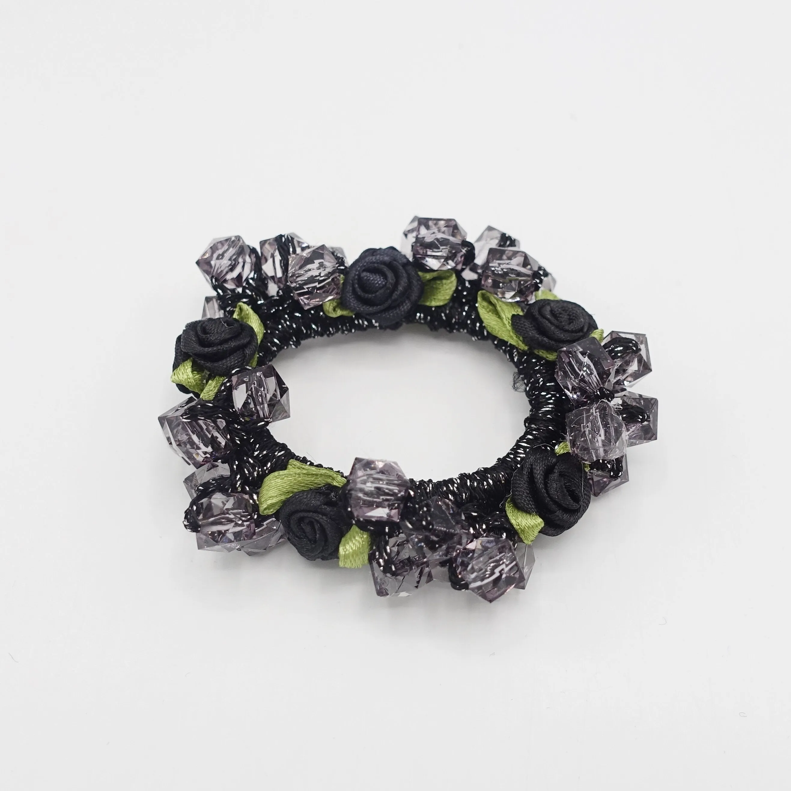 mini rose acrylic beaded scrunchies hair elastic scrunchie women hair tie accessory