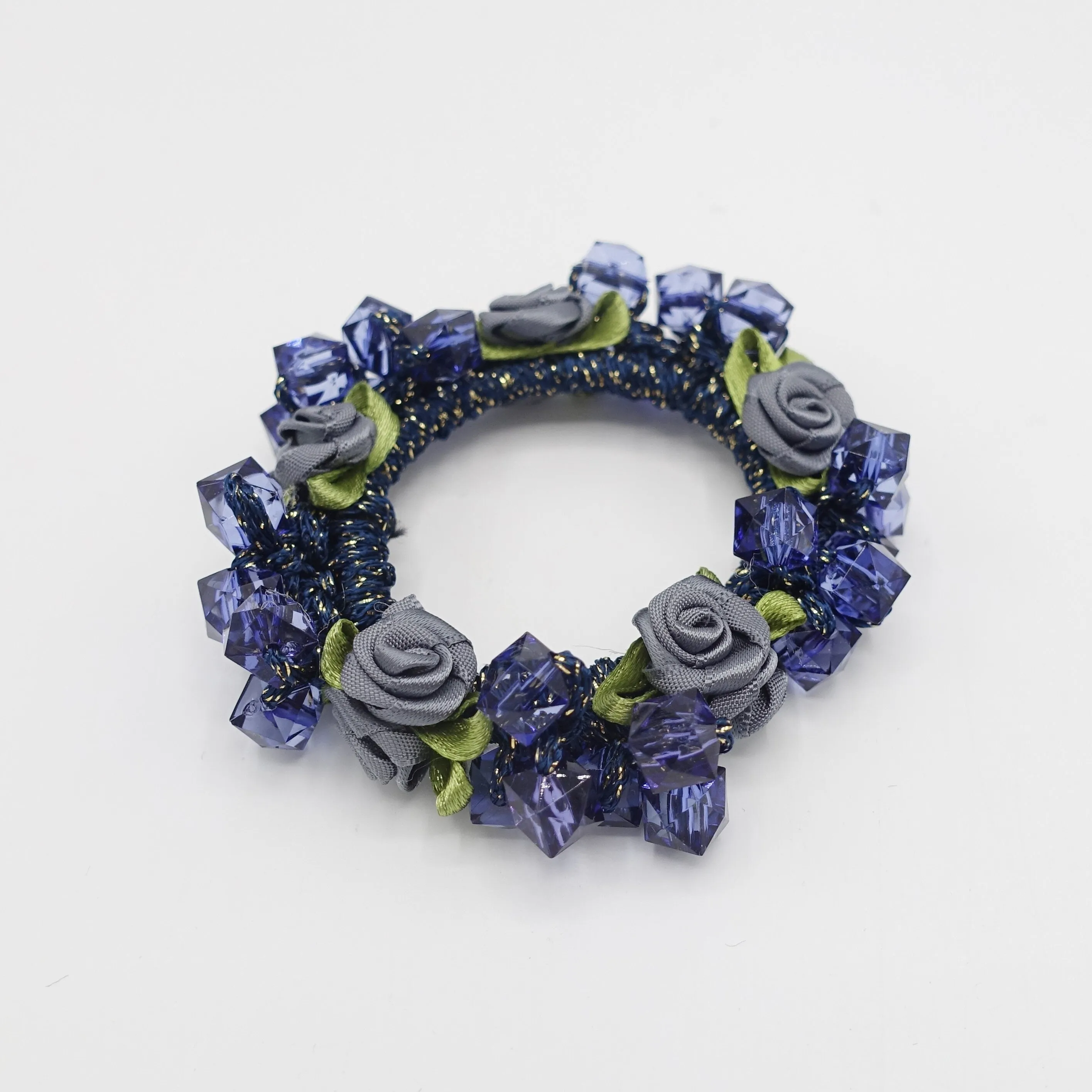 mini rose acrylic beaded scrunchies hair elastic scrunchie women hair tie accessory