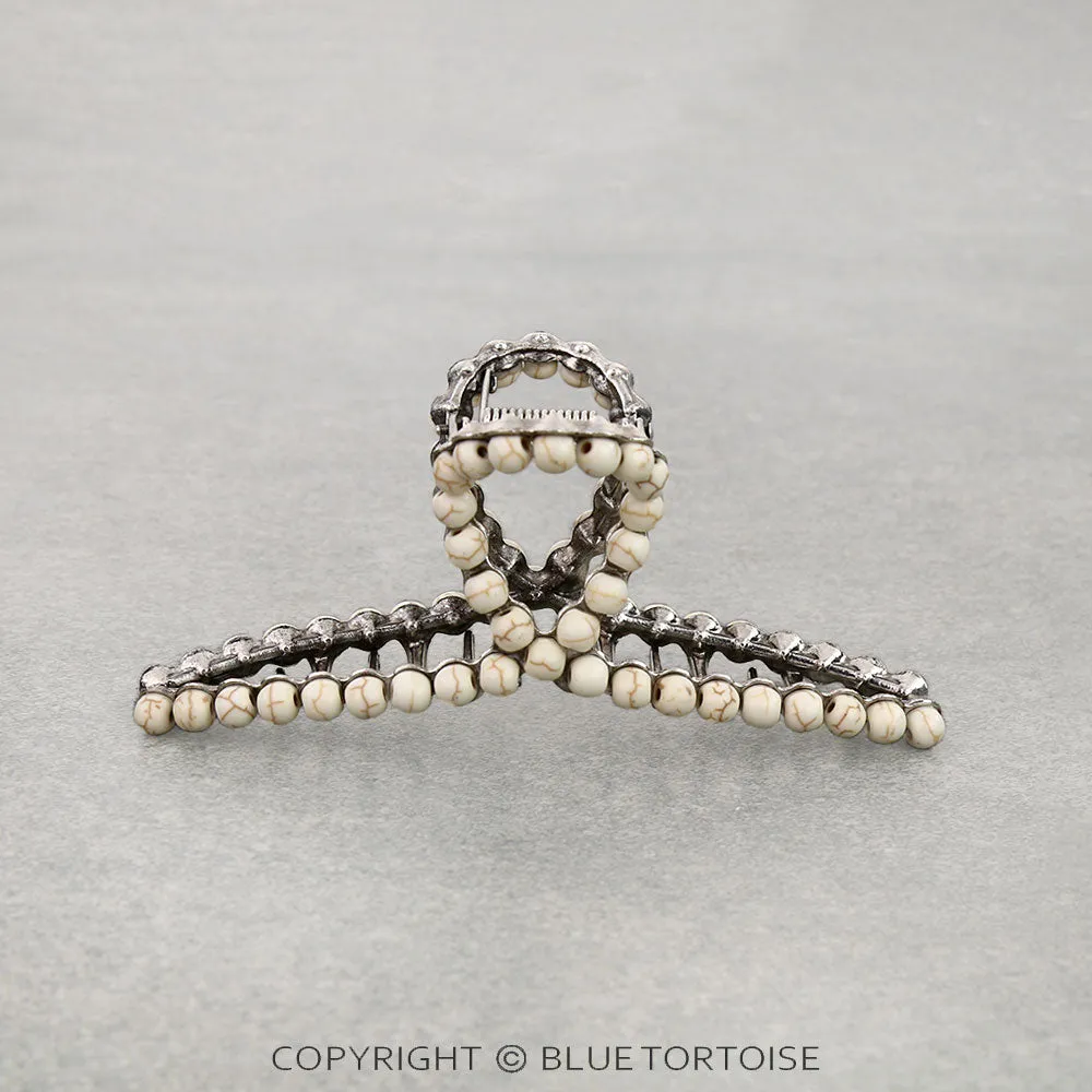 Navajo Stone Claw Clip - White