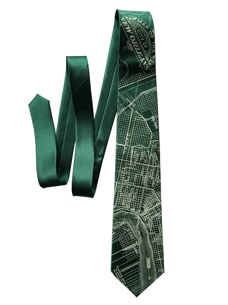 New Orleans Map Silk Necktie