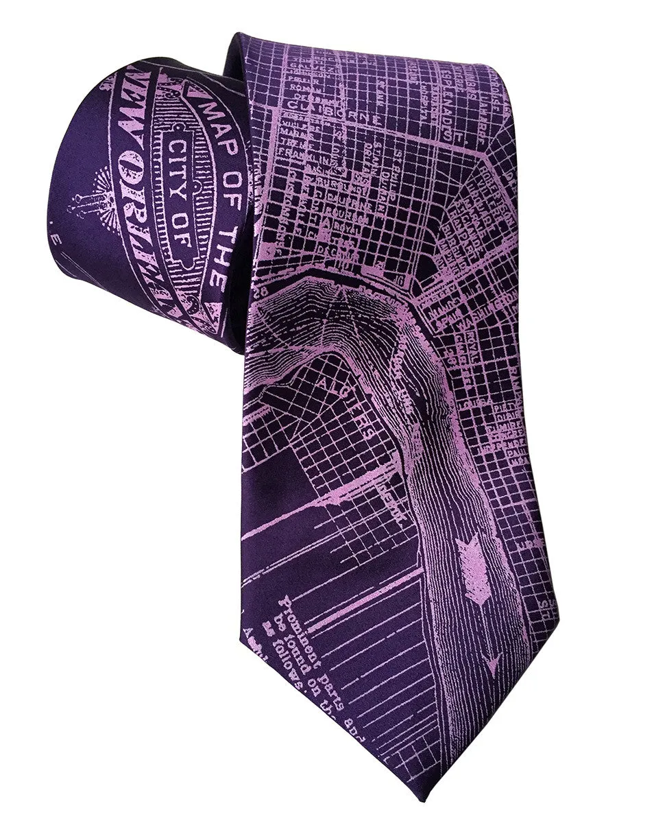 New Orleans Map Silk Necktie