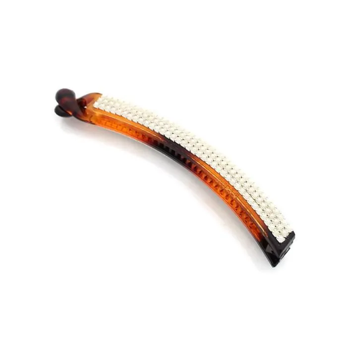 Pearl Pave Setting Decorated Banana Hair Clip