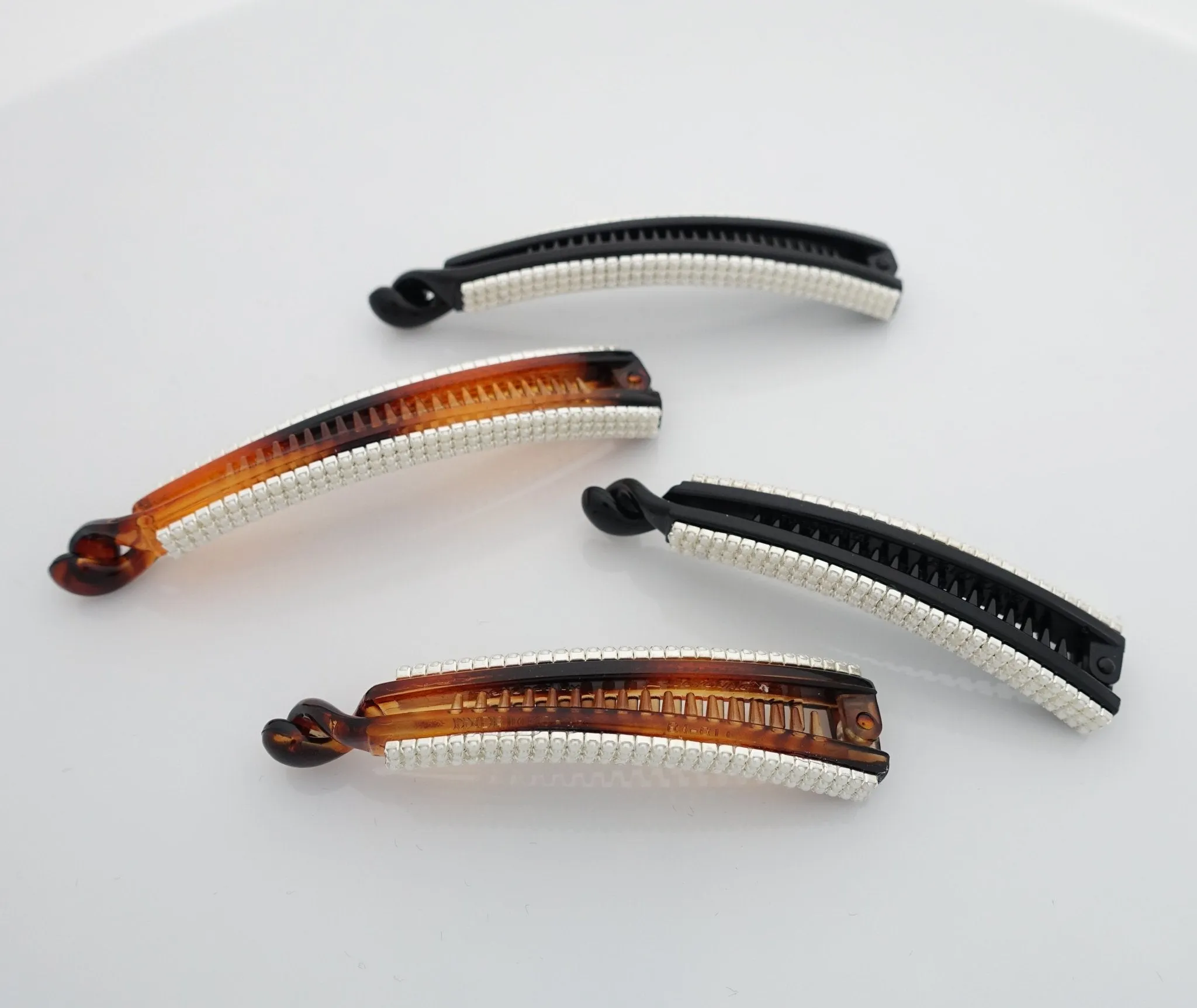 Pearl Pave Setting Decorated Banana Hair Clip
