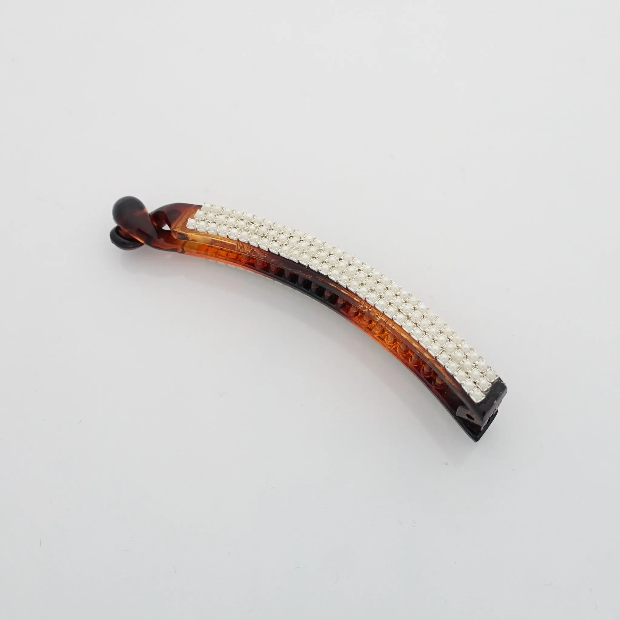 Pearl Pave Setting Decorated Banana Hair Clip