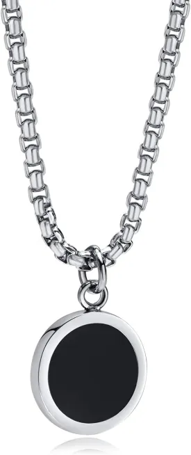 Pendant Necklaces For Men Women, Natural Turquoise/Lapis Lazuli/Tigers Eye Stainless Steel Round Plate With Box Chain, Jewelry Gifts for Men and Women