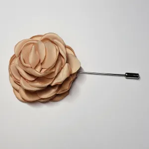Peonies Flower Lapel Pin Tan Brown