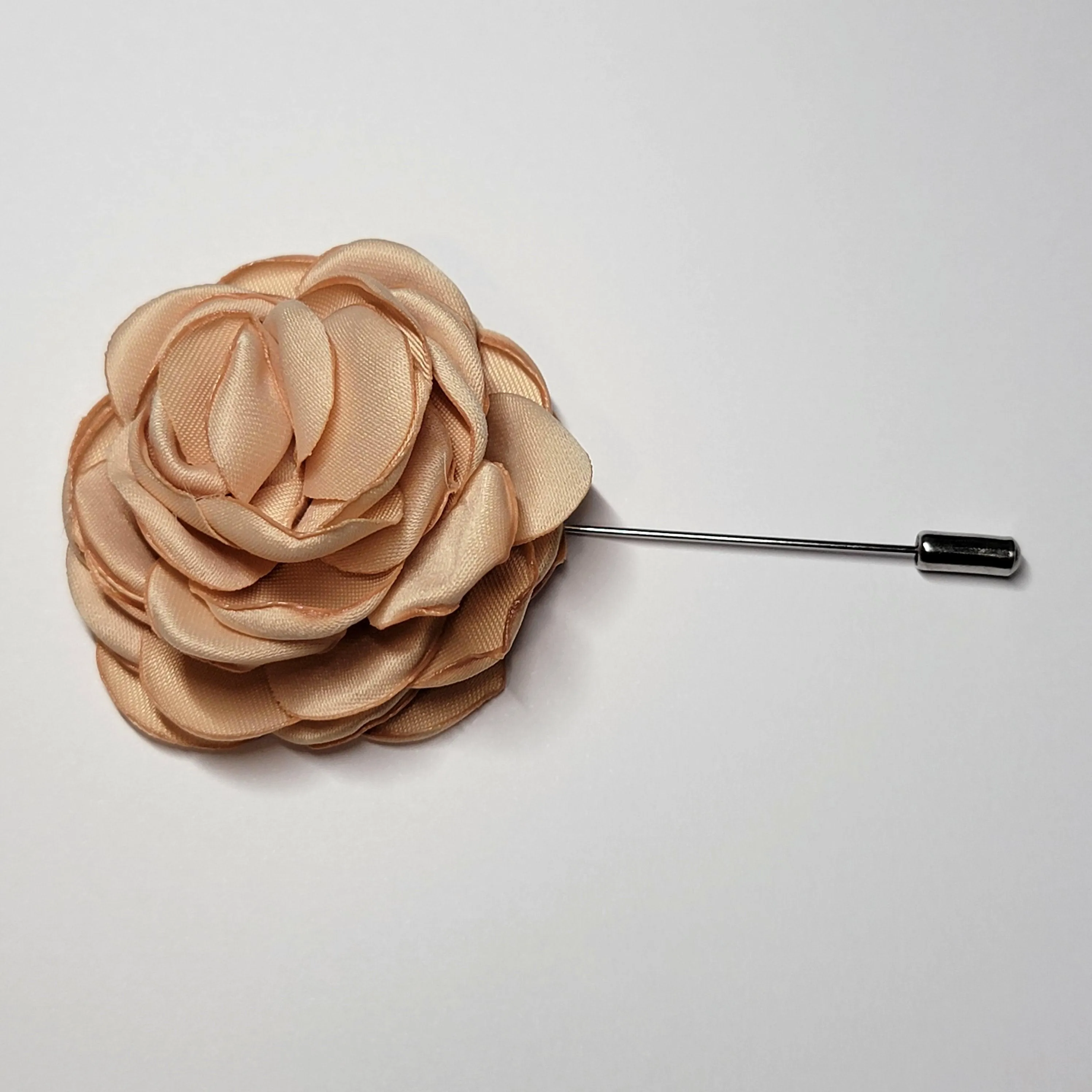 Peonies Flower Lapel Pin Tan Brown