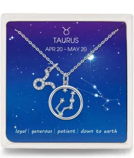 Presentski Zodiac Necklace Sterling Silver 12 Constellation Horoscope Pendant Astrology Star CZ Dainty Necklaces Birthday Jewelry for Women Daughter