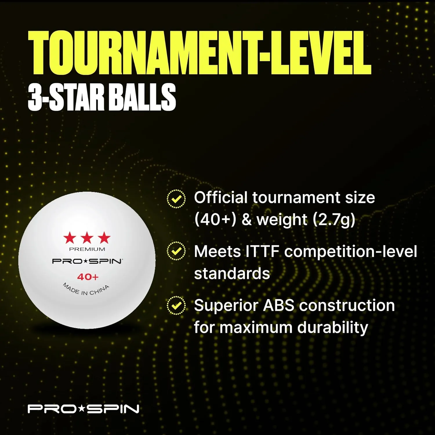 PRO SPIN 3-Star Ping Pong Balls  Professional White 40  Table Tennis Balls | 3-Star Premium 40 Training & Competition Balls | Bulk, 10-Pack, and 3-Pack Options for Elite Players