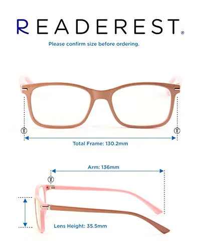 Readerest Blue Light Blocking Reading Glasses (Beige/Pink, 1.00 Magnification) Computer