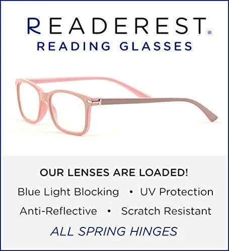 Readerest Blue Light Blocking Reading Glasses (Beige/Pink, 1.00 Magnification) Computer