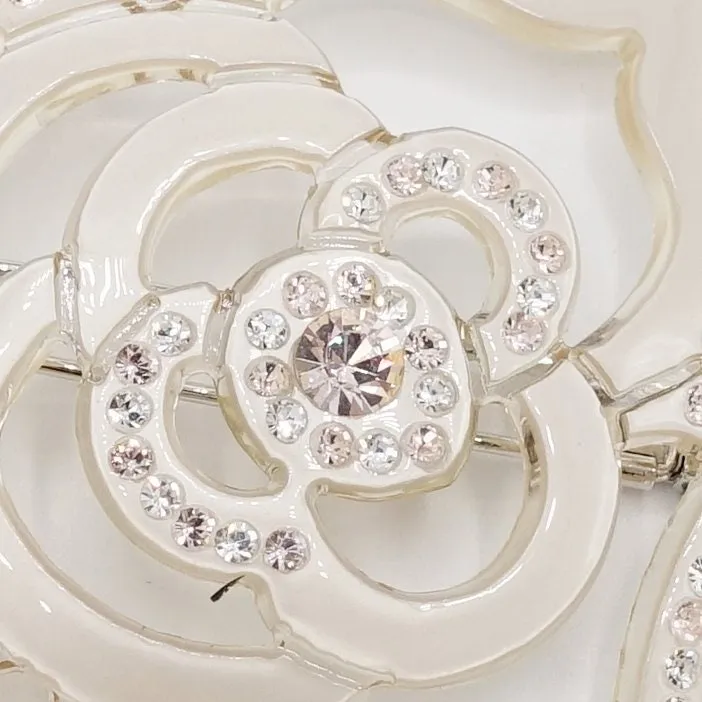 rhinestone embellished camellia flower cellulose hair clip women hair accessory