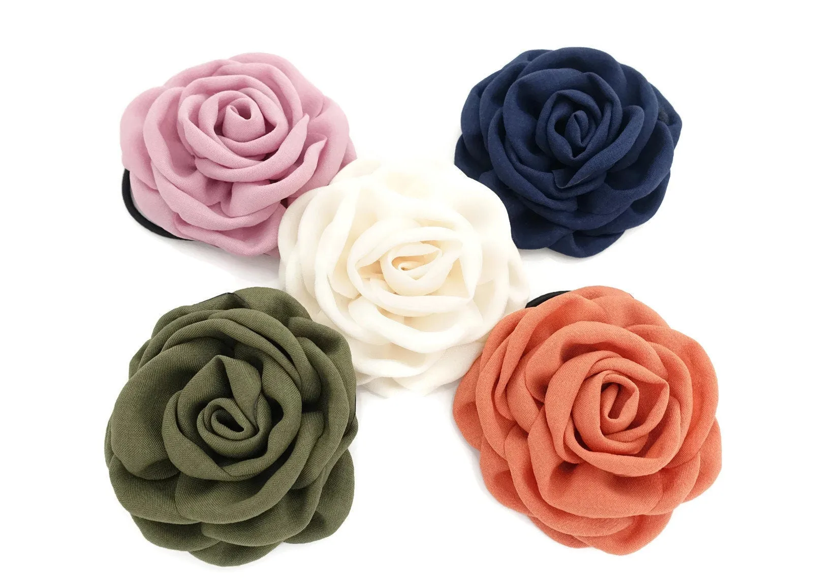 Rose ponytail holder Linen blend discolored petal flower hair ties elastic ponytail holder for women