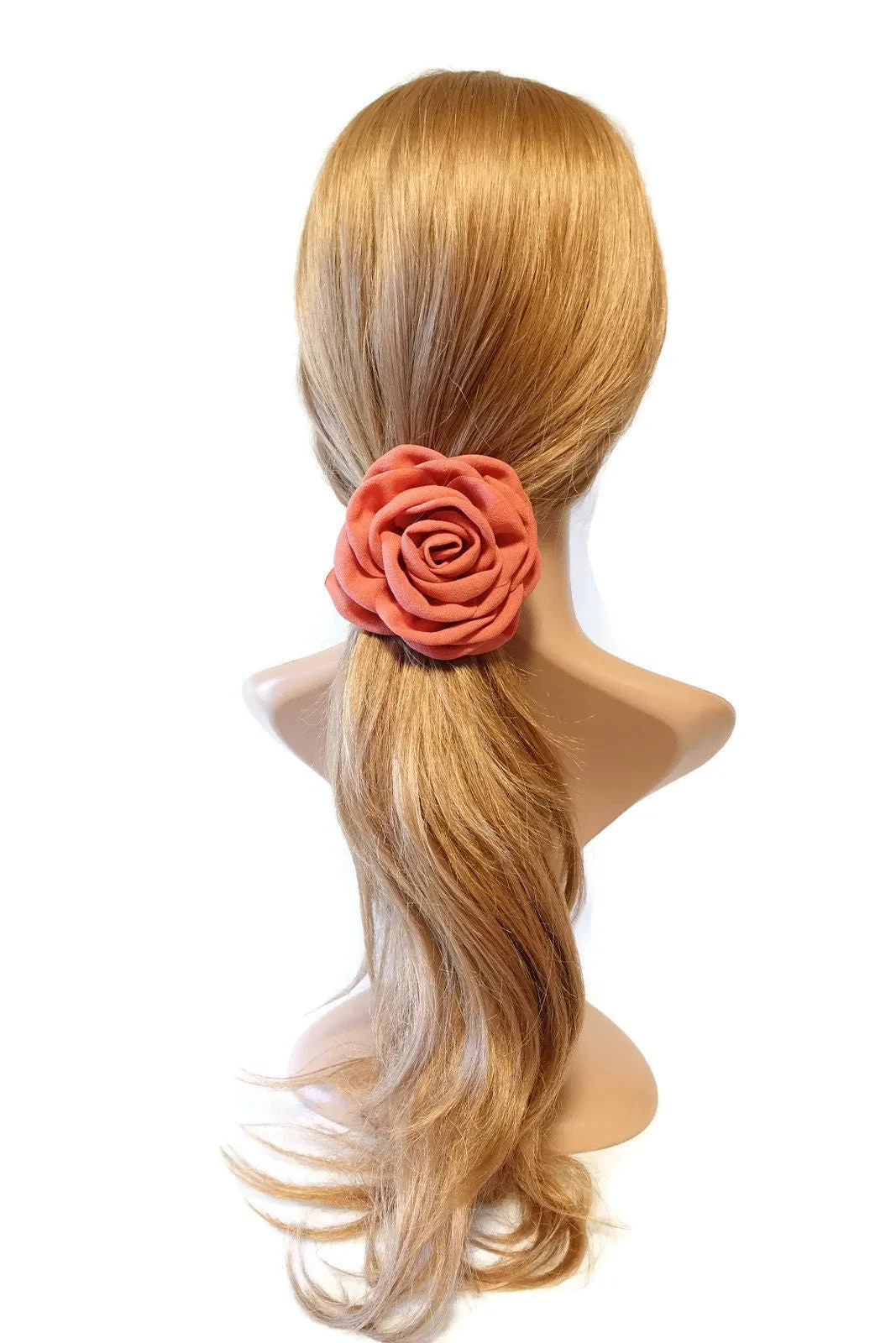 Rose ponytail holder Linen blend discolored petal flower hair ties elastic ponytail holder for women