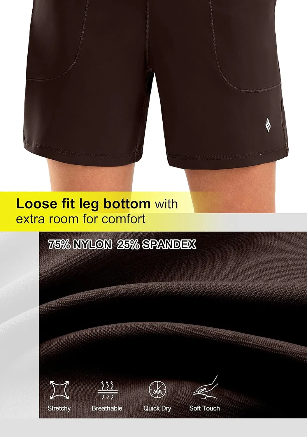 SANTINY Women's 6'' Athletic Long Shorts with 4 Pockets High Waisted Bermuda Shorts for Women Walking Running Casual