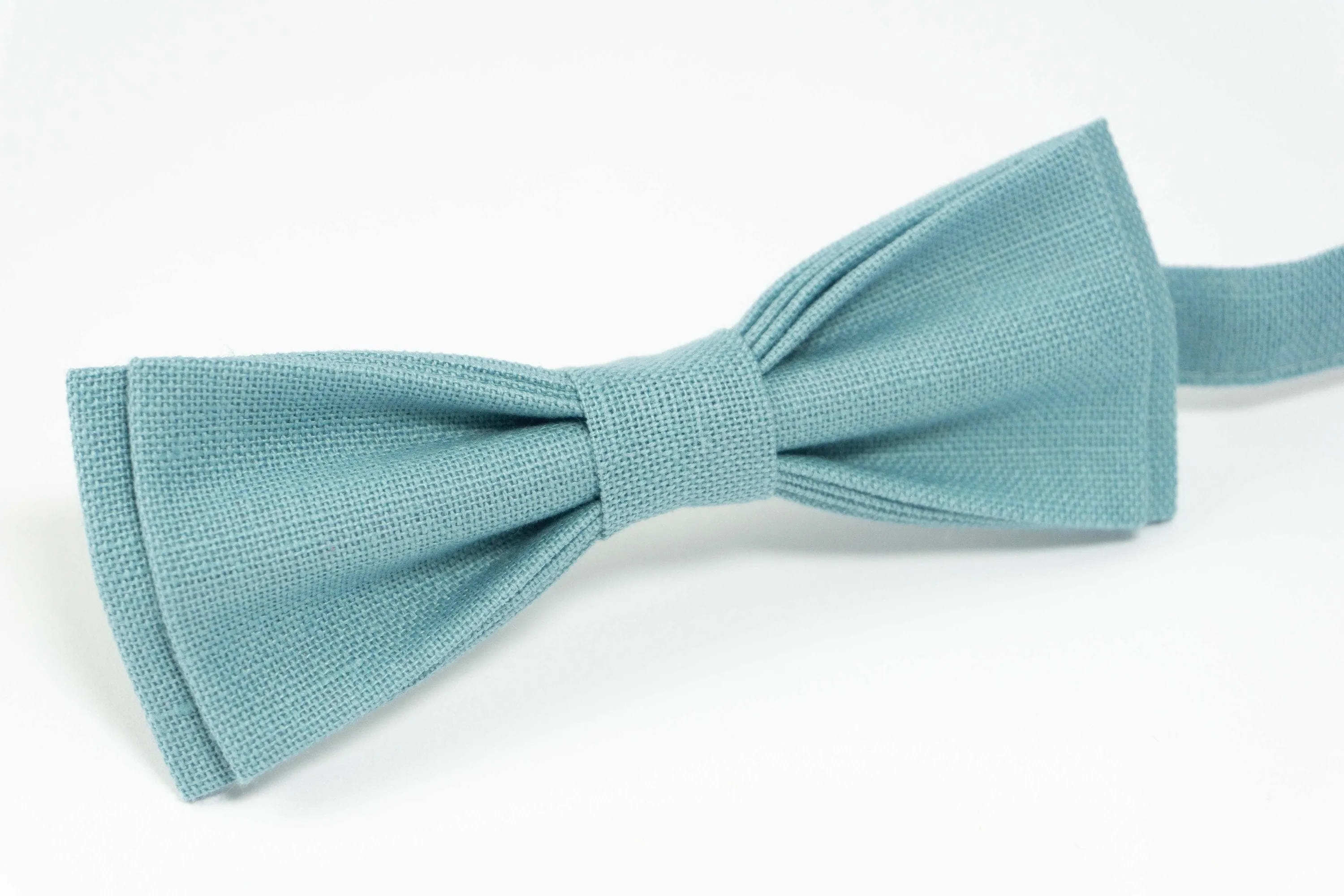 Sea blue linen bow tie | Sea blue groomsmen bow ties