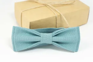Sea blue linen bow tie | Sea blue groomsmen bow ties